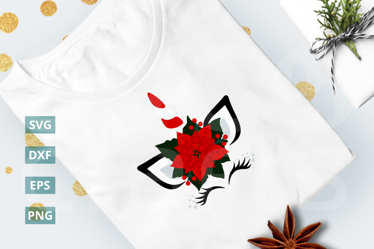 Cristmas Unnicorn SVG Cut File|SVG |DXF |EPS |PNG