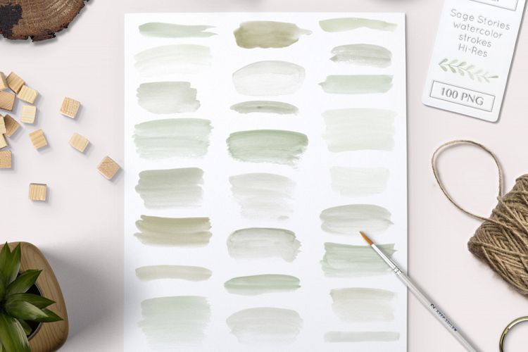 watercolor brush strokes green clipart graphics - 100 PNG