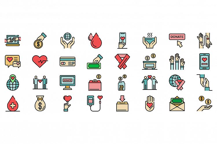 Donations icons vector flat example image 1