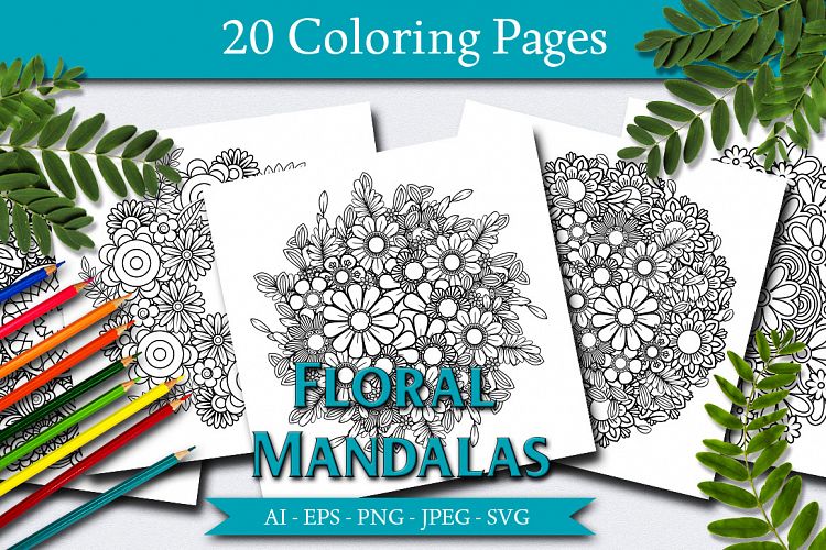 Floral Mandalas 20 Coloring Pages