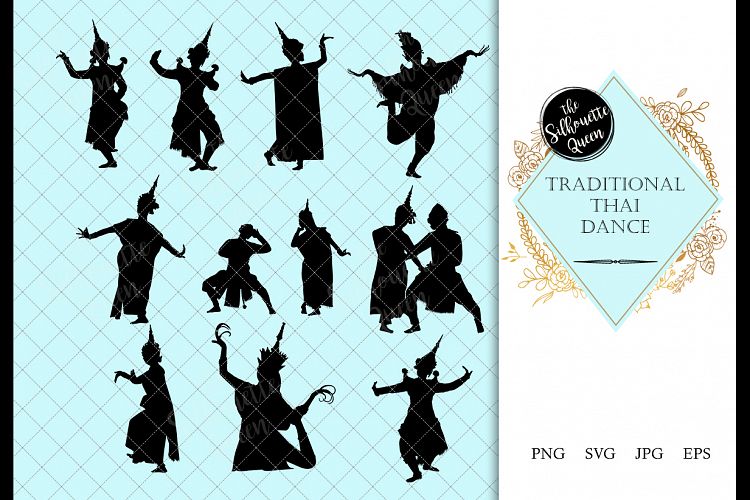 Traditional Thai Dance svg, dance cricut files, black dancer