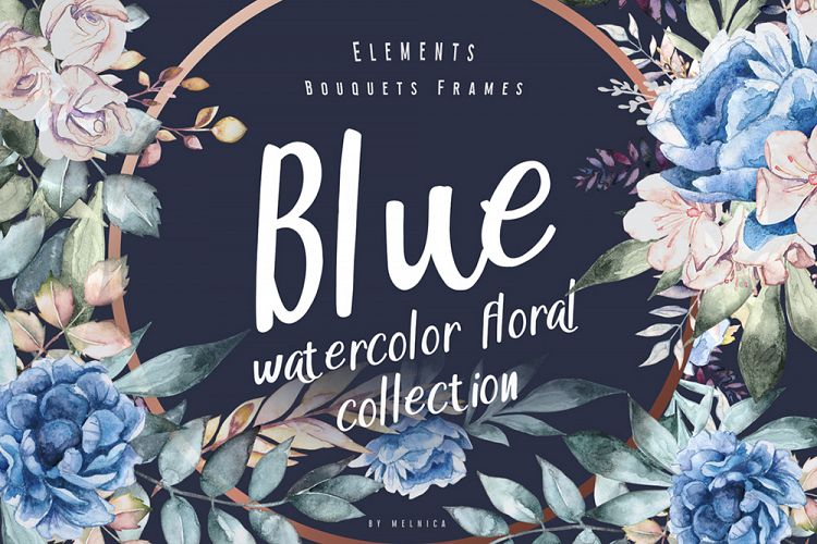 Blue - Floral Watercolor Collection