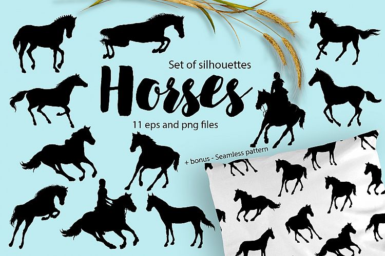 Horses - silhouettes set