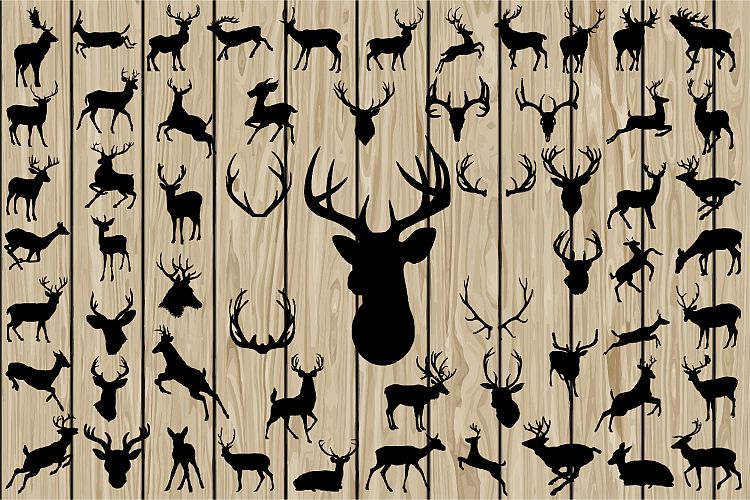 60 Deer SVG, Deer EPS, Deer Vector, Deer Silhouette Clipart, Deer DXF, Deer Png, Antler svg, Antler vector, Antler dxf, Antler eps, Horn Svg