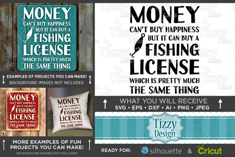 Money Cant Buy Happiness Fishing Can - Fishing SVG - 773