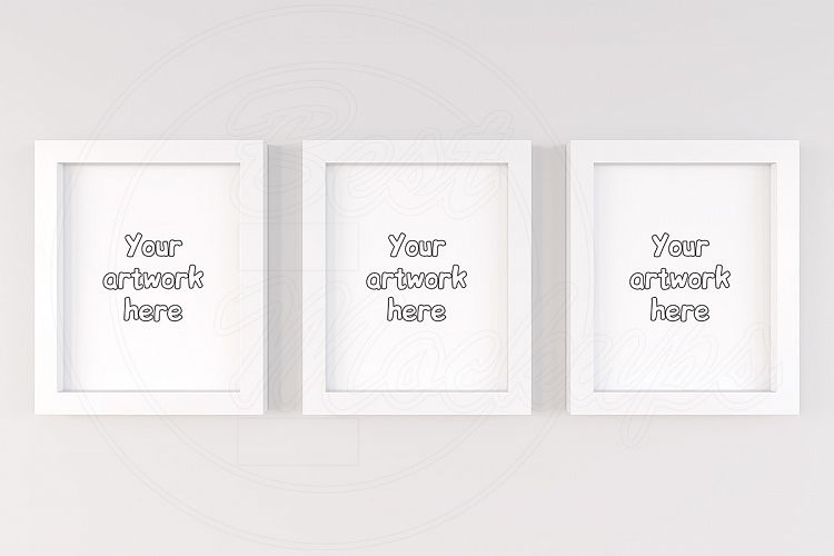 Three poster frame mockup 8x10 inch