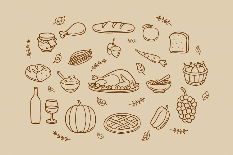 autumn foods sketch vector