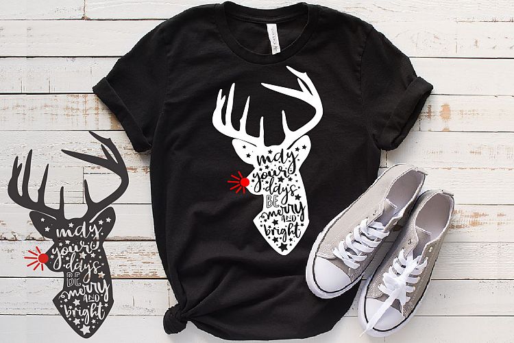 Reindeer Merry And Bright SVG Christmas 1p