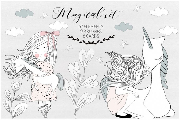 Big magical set with unicorns