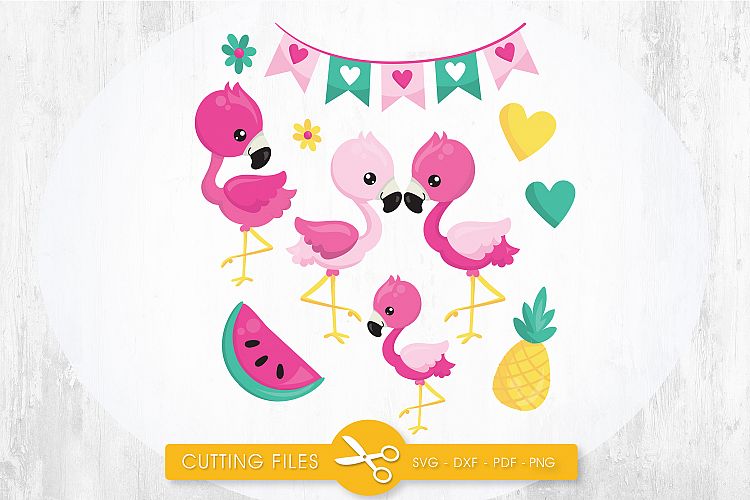 Tropical Flamingos cutting files svg, dxf, pdf, eps included - cut files for cricut and silhouette - Cutting Files SG