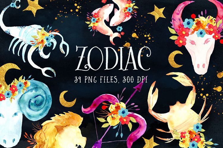Zodiac Watercolor Illustrations