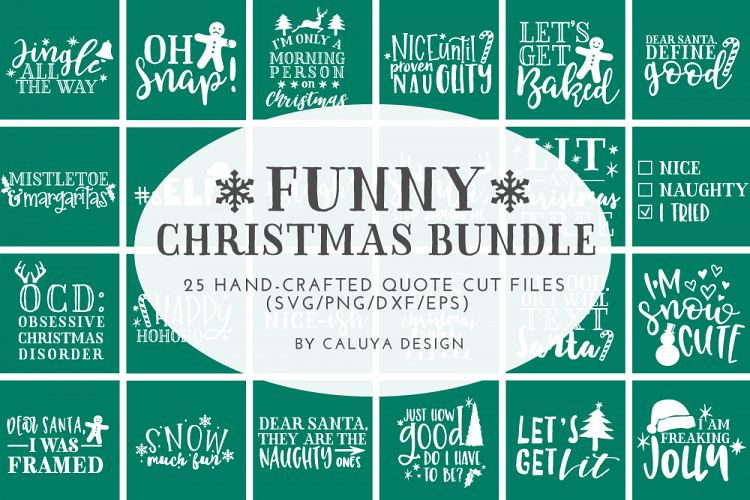 Funny Christmas Phrases SVG Cut File Bundle