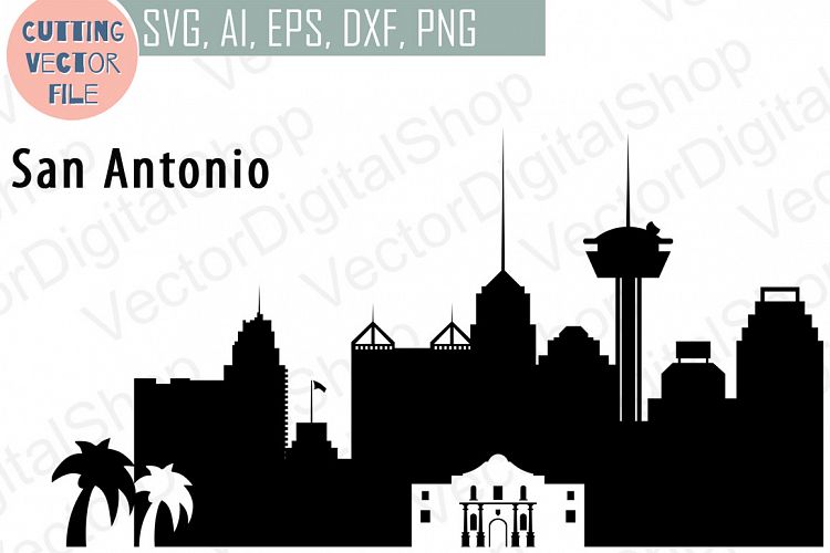 San Antonio Vector, Texas Skyline USA city, SVG, JPG, PNG, DWG, CDR, EPS, AI example image 1