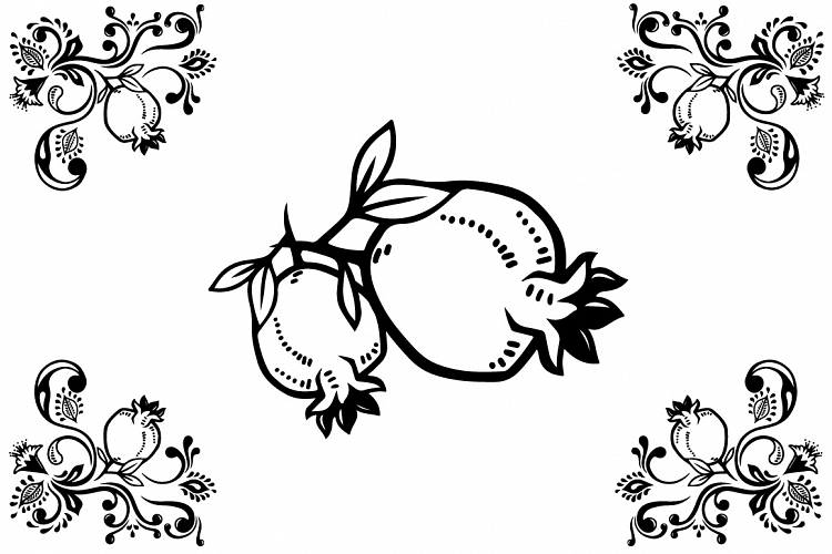 Hand drawing pomegranate ornamental line art