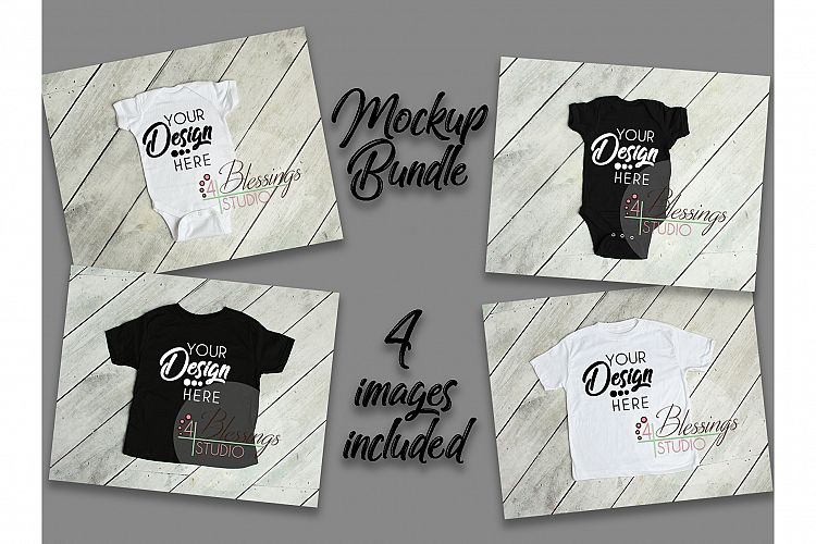 Baby Mockup Bundle Blank Bodysuit Mockups Blank White Black