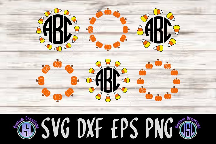 Candy Corn Pumpkin Monogram Frame Bundle| SVG DXF EPS PNG