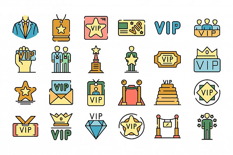 Vip icons vector flat example image 1