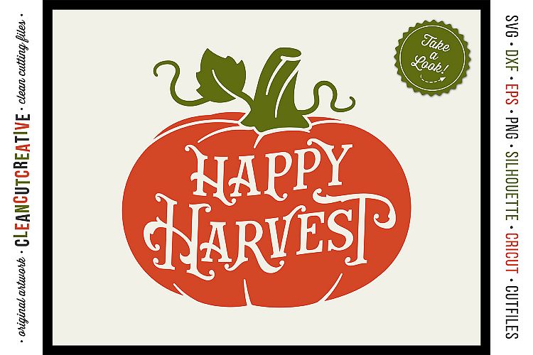 HAPPY HARVEST - Vintage Rustic Pumpkin in SVG DXF EPS PNG