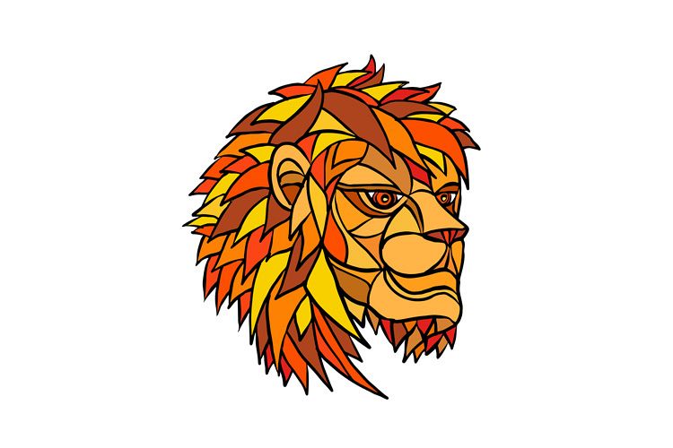 Male Lion Head Mosaic
