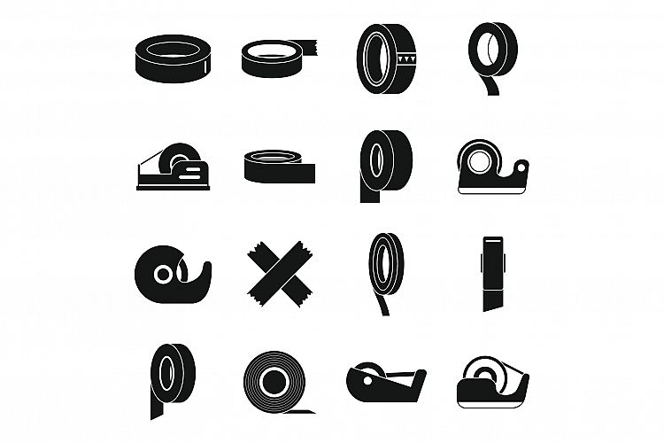 Scotch tape roll icons set, simple style example image 1