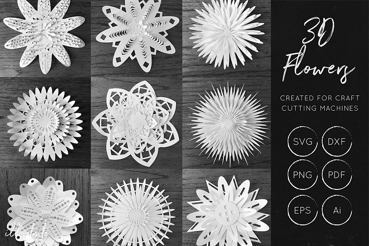 3D Flower SVG Cut Files - Flower SVG - Layered Flower DXF