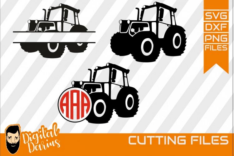 3x Tractor monogram svg, Tractor svg, Boys, Digger, Kids svg