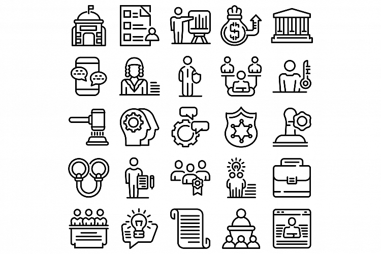 Authority icons set, outline style example image 1