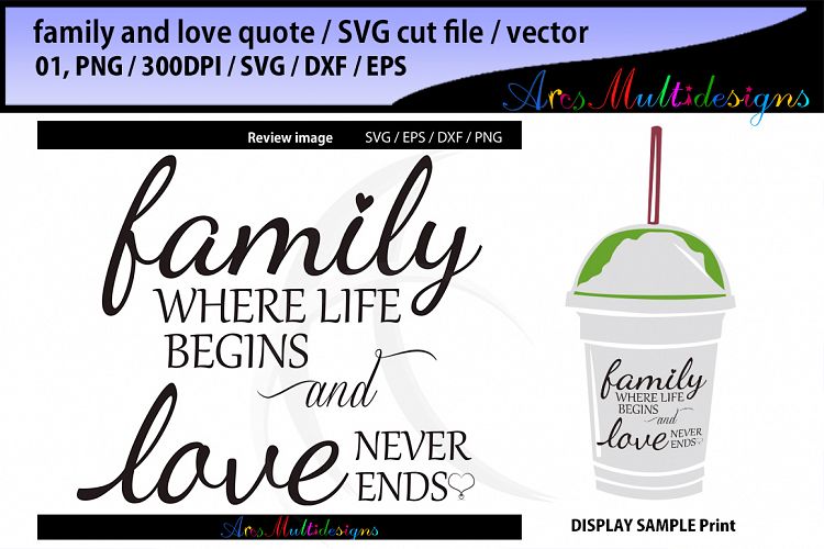 family where life begins SVG cut file / love never ends svg cut file / printable svg cut file / vector quotes / family quotes / love quote