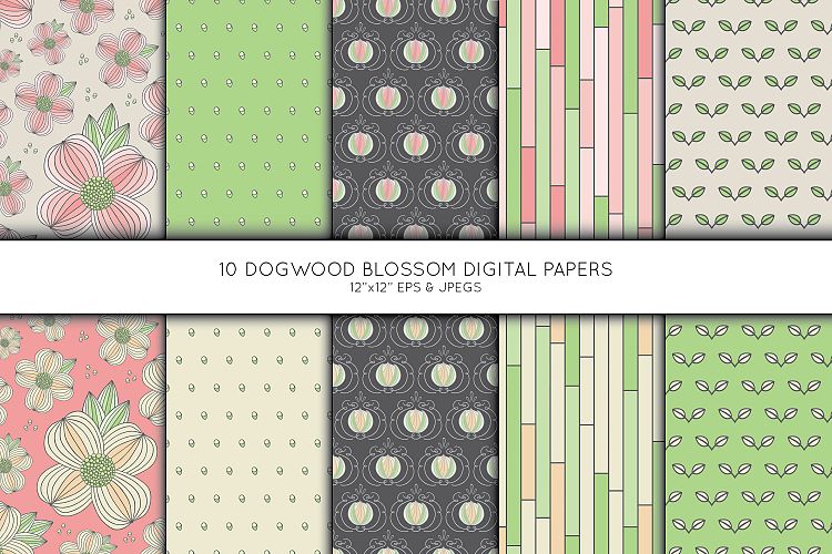 Dogwood Floral Digital Paper, Pink Seamless pattern