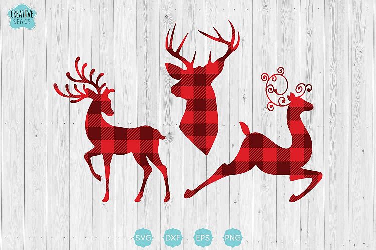 Buffalo Plaid Deer Clipart