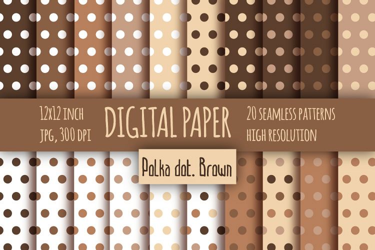 Polka dot brown digital paper