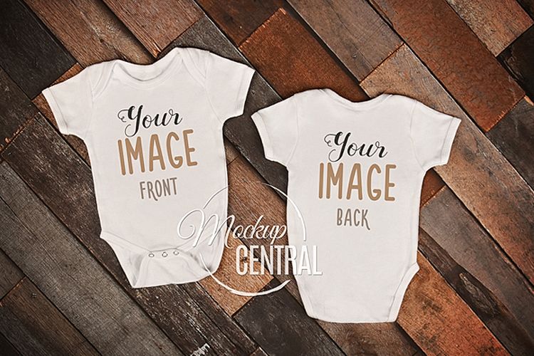 Download Front & Back Side Baby Onepiece Bodysuit Mockup Shirt JPG