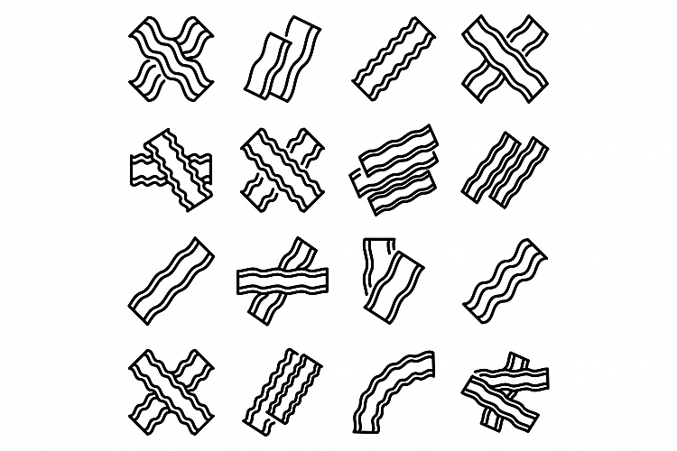 Bacon icons set, outline style example image 1