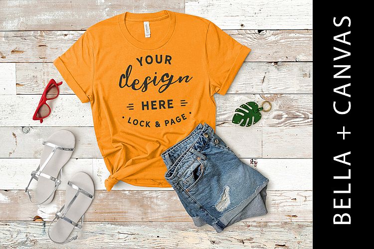 Orange Bella Canvas 3001 T Shirt Mockup Girls Tshirt Mock Up