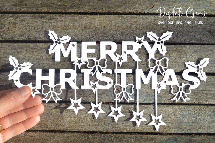 Merry Christmas paper cut SVG / DXF / EPS files example image 1