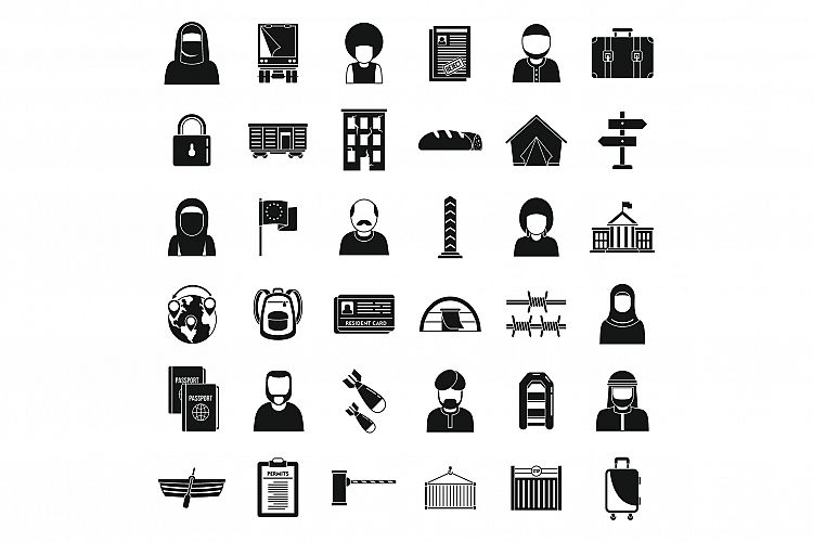 Global illegal immigrants icons set, simple style example image 1