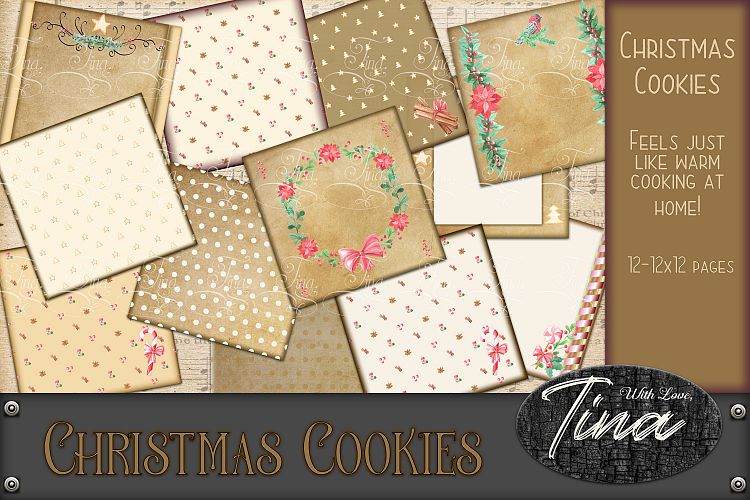 Christmas Cookies Warm Cinnamon Colored Papers
