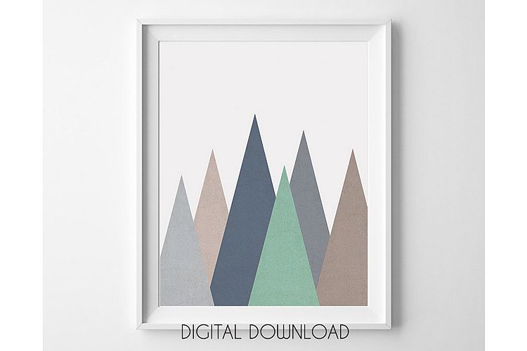Geometric Mountain Print, Nursery Mountain Wall Art