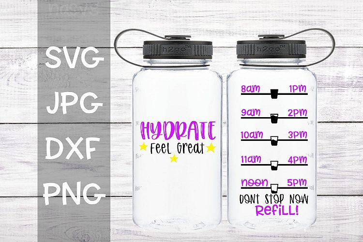 Hydrate feel great, water tracker, svg