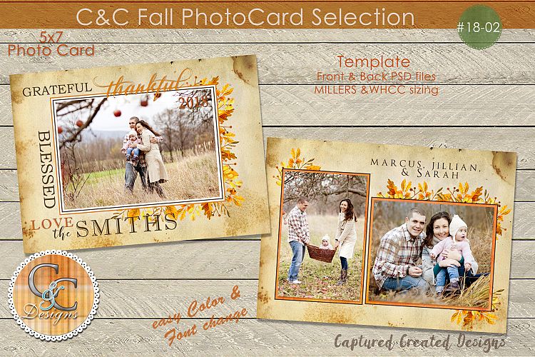 Fall Greatful,Thankful, Blessed Photo Card 18-02
