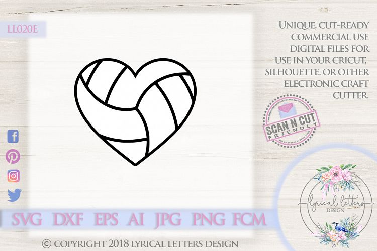 Volleyball Heart SVG DXF Cut File LL020E