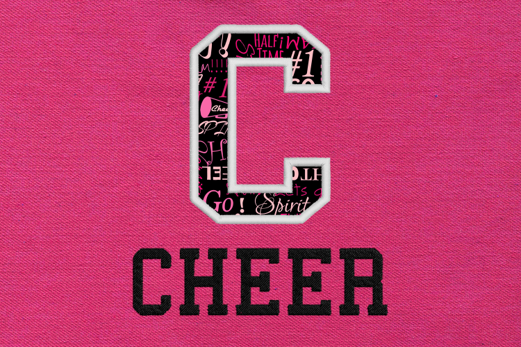 C for Cheer Applique Embroidery Design
