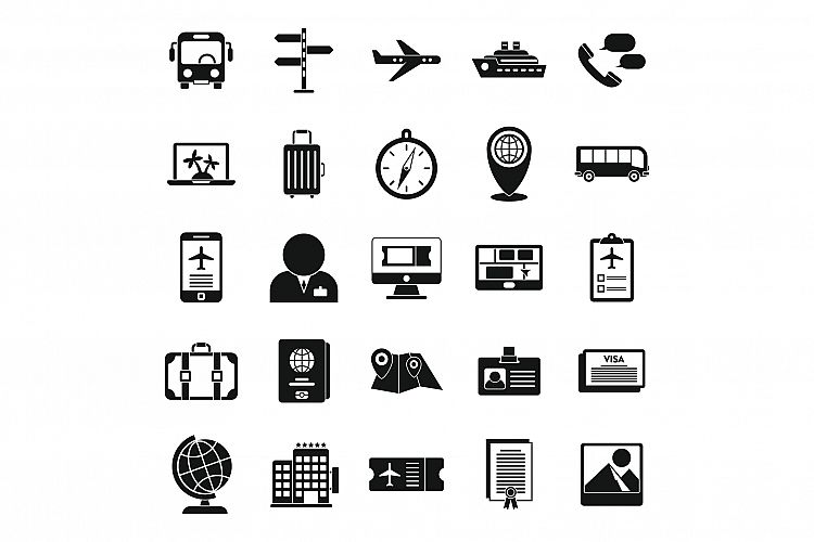Tourism manager icons set, simple style example image 1