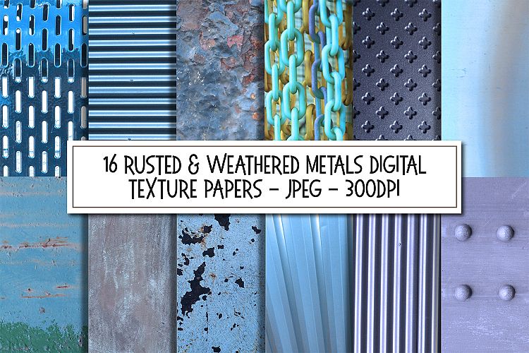 Blue Rusted and Weathered Metal Texture Digital Papers