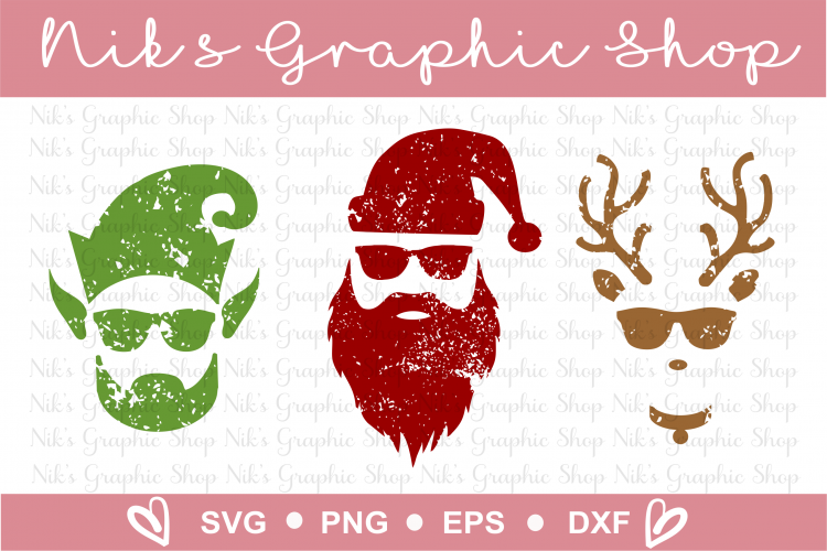 Hipster Santa Svg, Elf Svg, Reindeer Svg, Christmas Svg