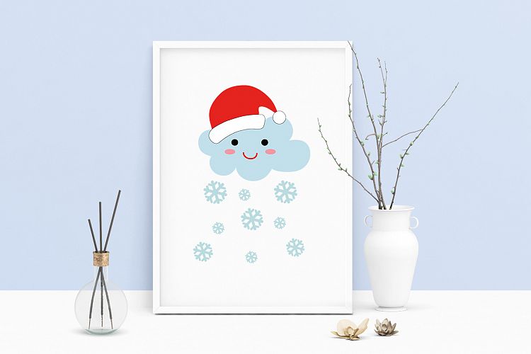 Printable Art Santa Claus Christmas Cloud Wall Art, .PDF