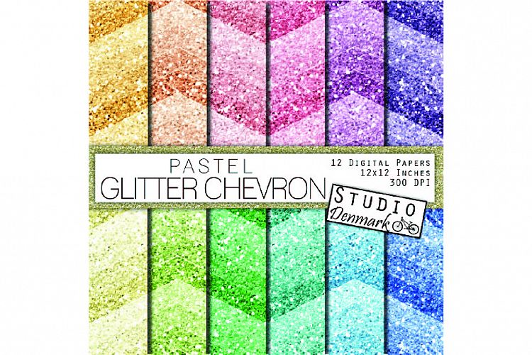 Pastel Glitter Chevron Digital Paper - 12 Pack