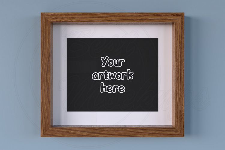 Horizontal wood frame mockup 10x8 inches