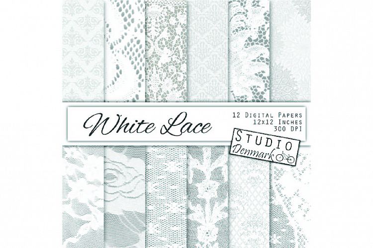 White Lace Digital Paper - Wedding Backgrounds