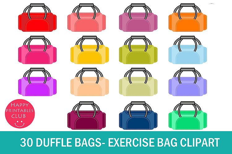 30 Duffle Bags Clipart- Exercise Bag Clipart-Gym Bag Clipart